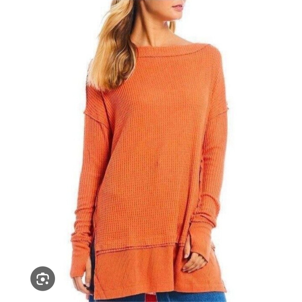 We the free north shore thermal‎ long sleeve orange oversized lounge free people